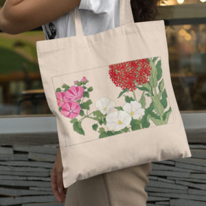 Mallow & Jerusalem Cross Flower Tote Bag